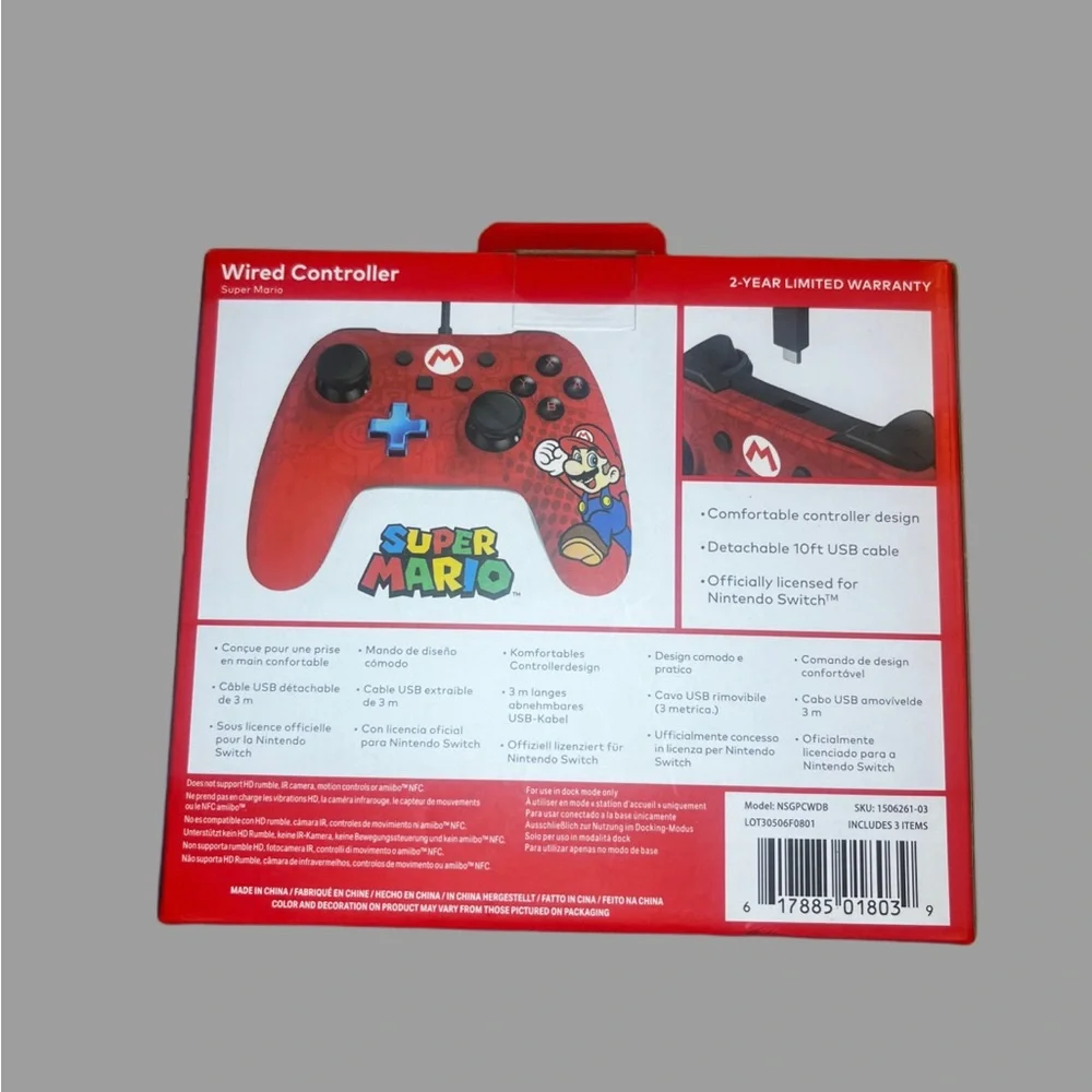 Nintendo Switch Super Mario Wired Controller - Red